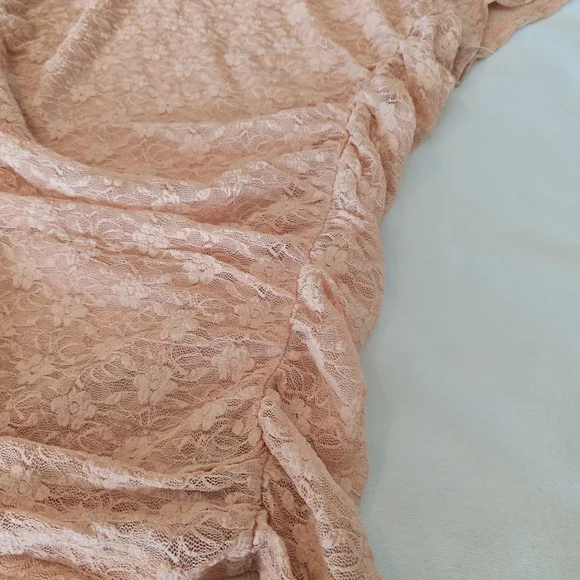 Free People Intimately Keep It Simple Lace Ruched Top Y2k Coral Blush XL NWT - Picture 5 of 12